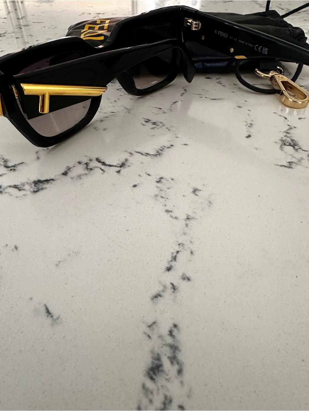 Fendi Black Frame Sunglasses with Gray Gradient Lenses - Picture 8 of 14